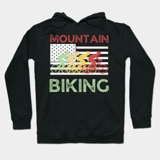 Mountain Biking Team Vintage American Flag Hoodie